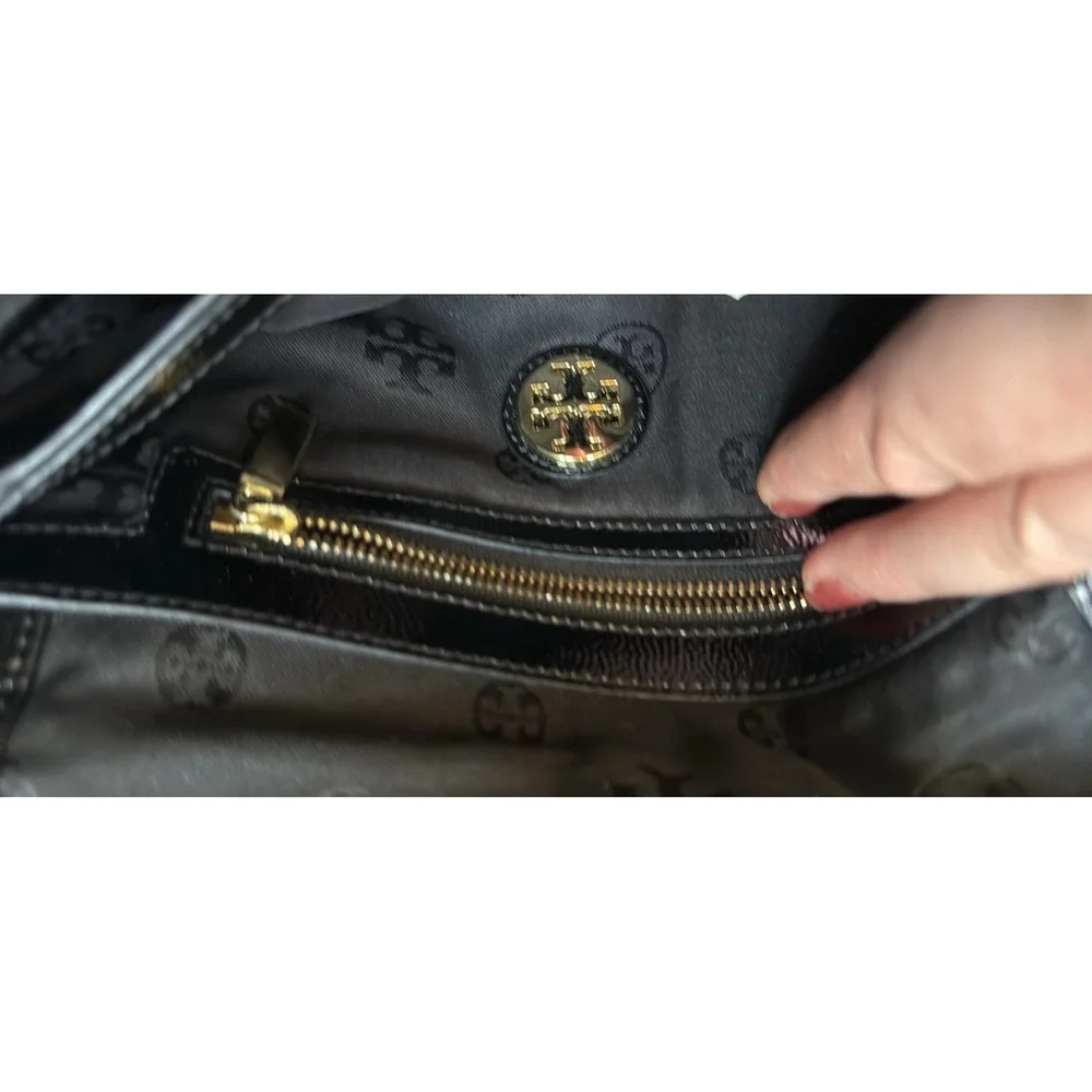 Tory Burch ADALYN' BLACK CLUTCH/SHOULDER BAG With Gold Hardware‎